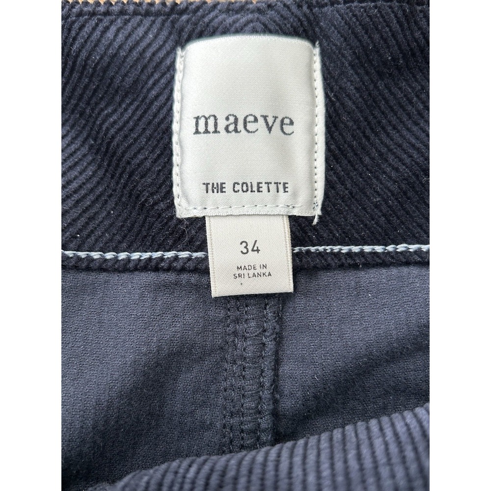 Anthropologie Maeve Colette Corduroy Wide Leg Crop Pants Blue 34 Scallop - Picture 8 of 9